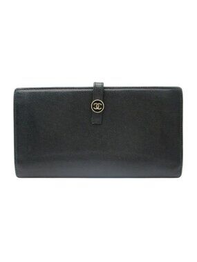 Chanel Wallet CC Logo Button Hook Black